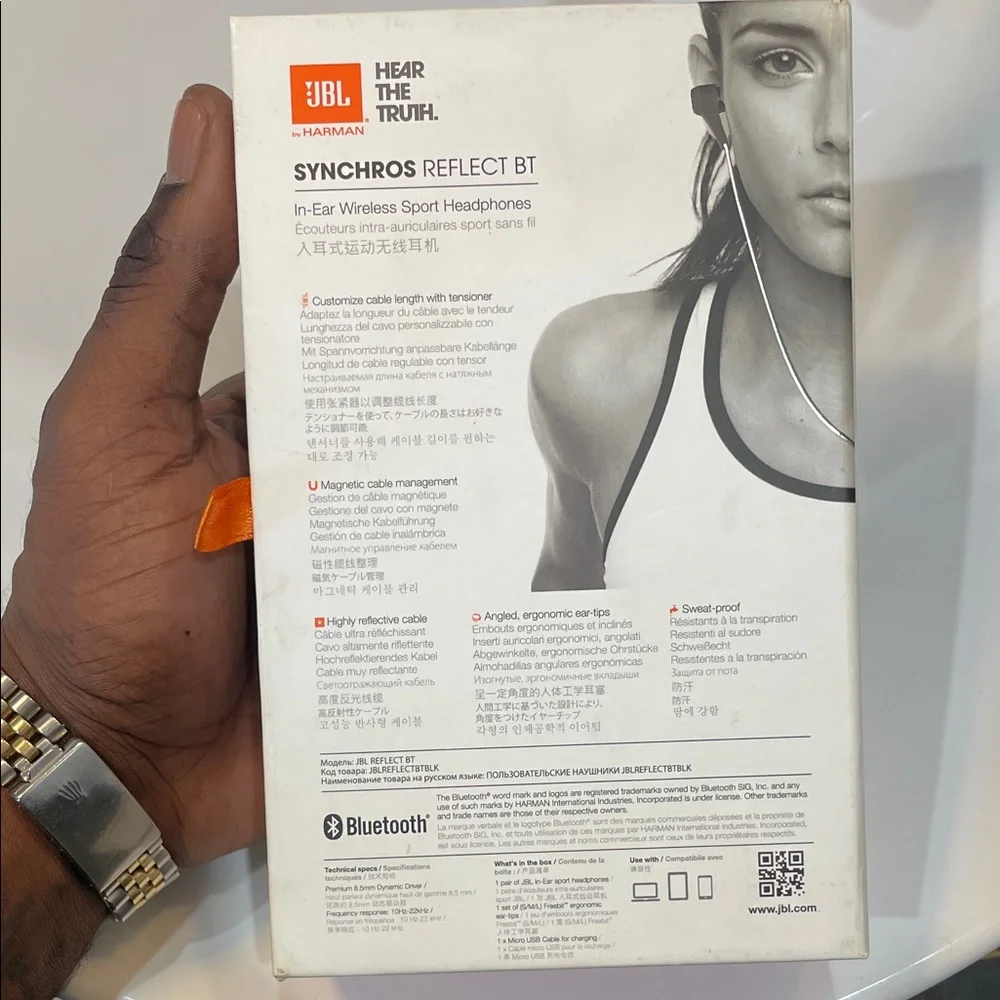 JBL Synchros Reflect BT Sport Wireless Headphones - Black